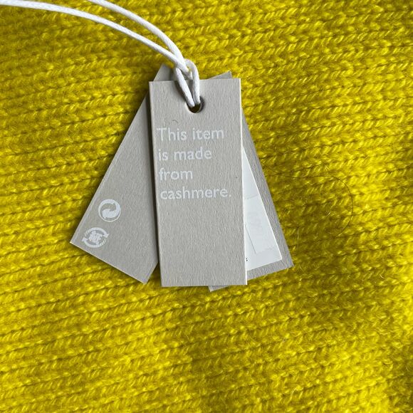 Cos 100% Cashmere Mustard Yellow Beanie Winter Knit Hat One Size NWT - Picture 3 of 7